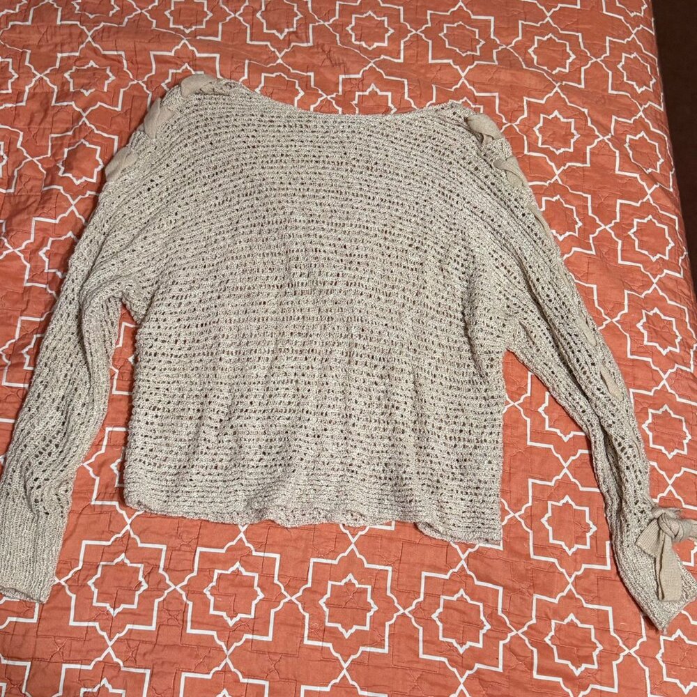 Soft and cozy cream crochet  sweater